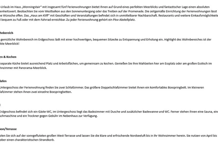 Lägenhet Wonningstair, - Duenenstr 19, App 1